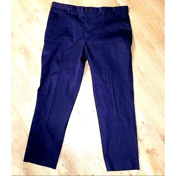HART SCHAFFNER MARX- MENS BLUE 98% COTTON FLAT FRONT DRESS PANTS SIZE 38X30 - Picture 1 of 6